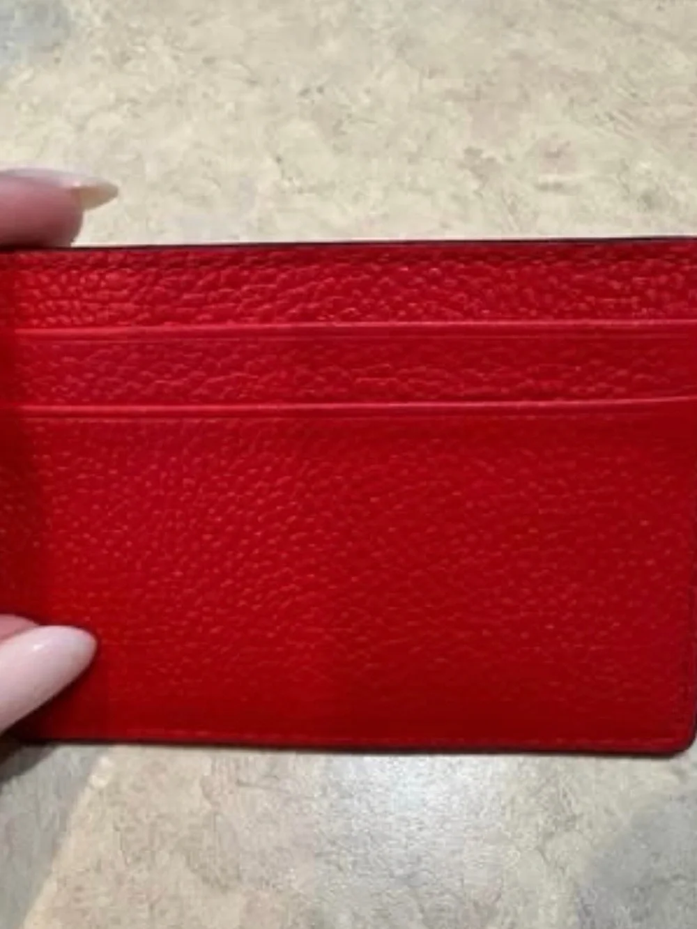 Michael Kors Red Pebbled Leather Card Case with Gold Logo
